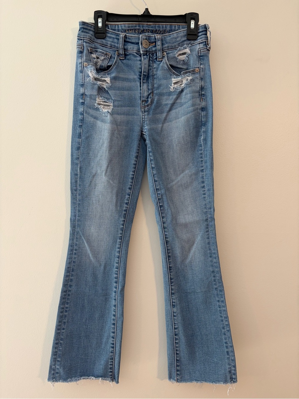 American Eagle Outfitters Light Wash Distressed Flare Jeans 2R